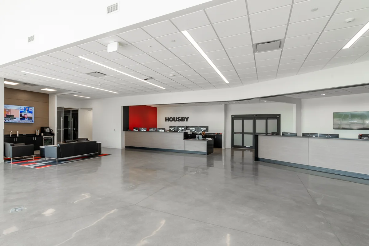 Housby Mack customer reception and lobby.