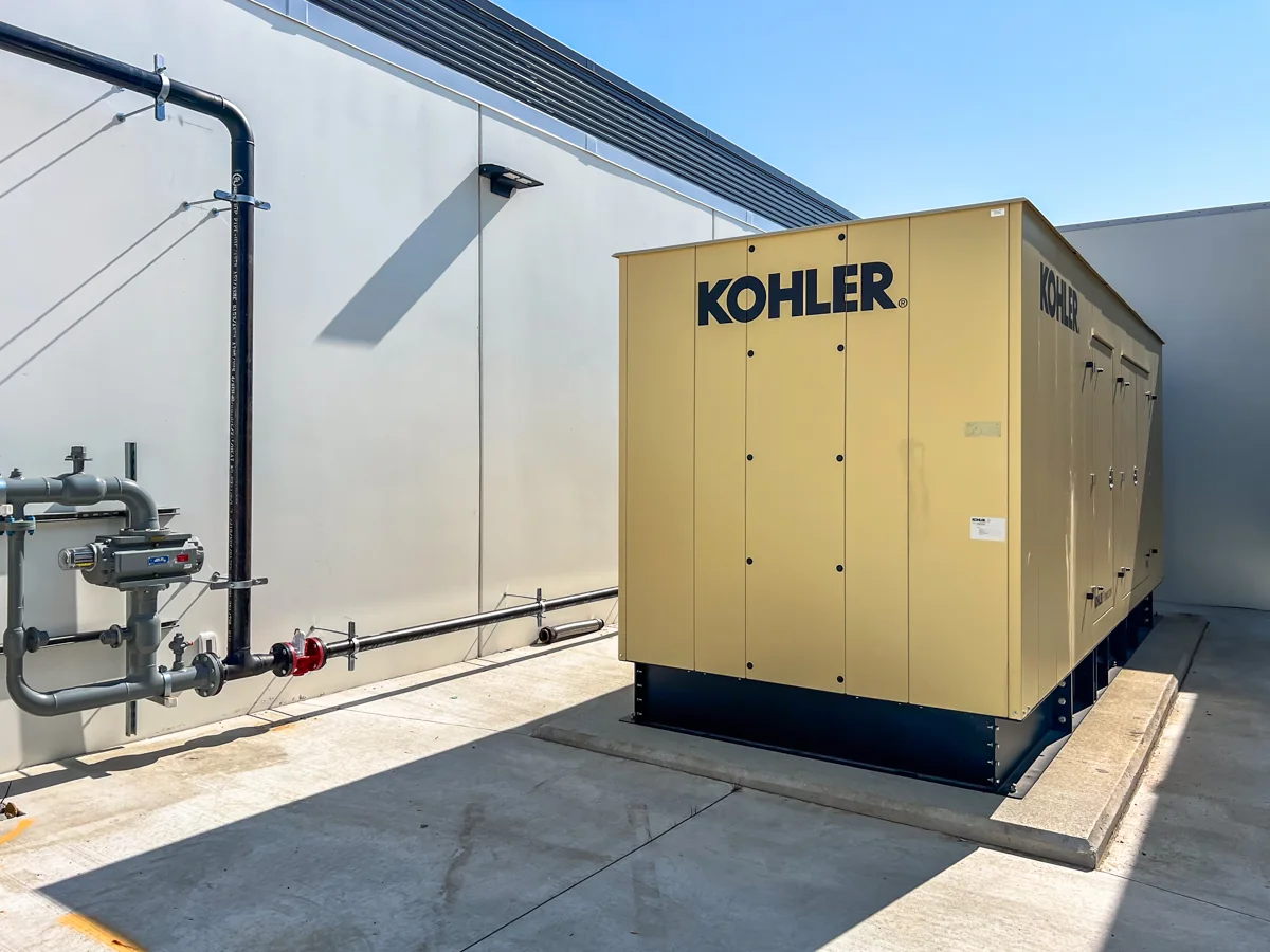 Engine generator installed outside the Housby Mack facility.